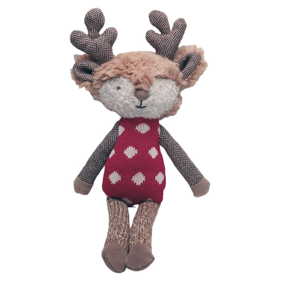 Anthropologie Sock Monkey Reindeer Plush Christmas Tree Topper Rare 2016 Toy - Picture 8 of 10